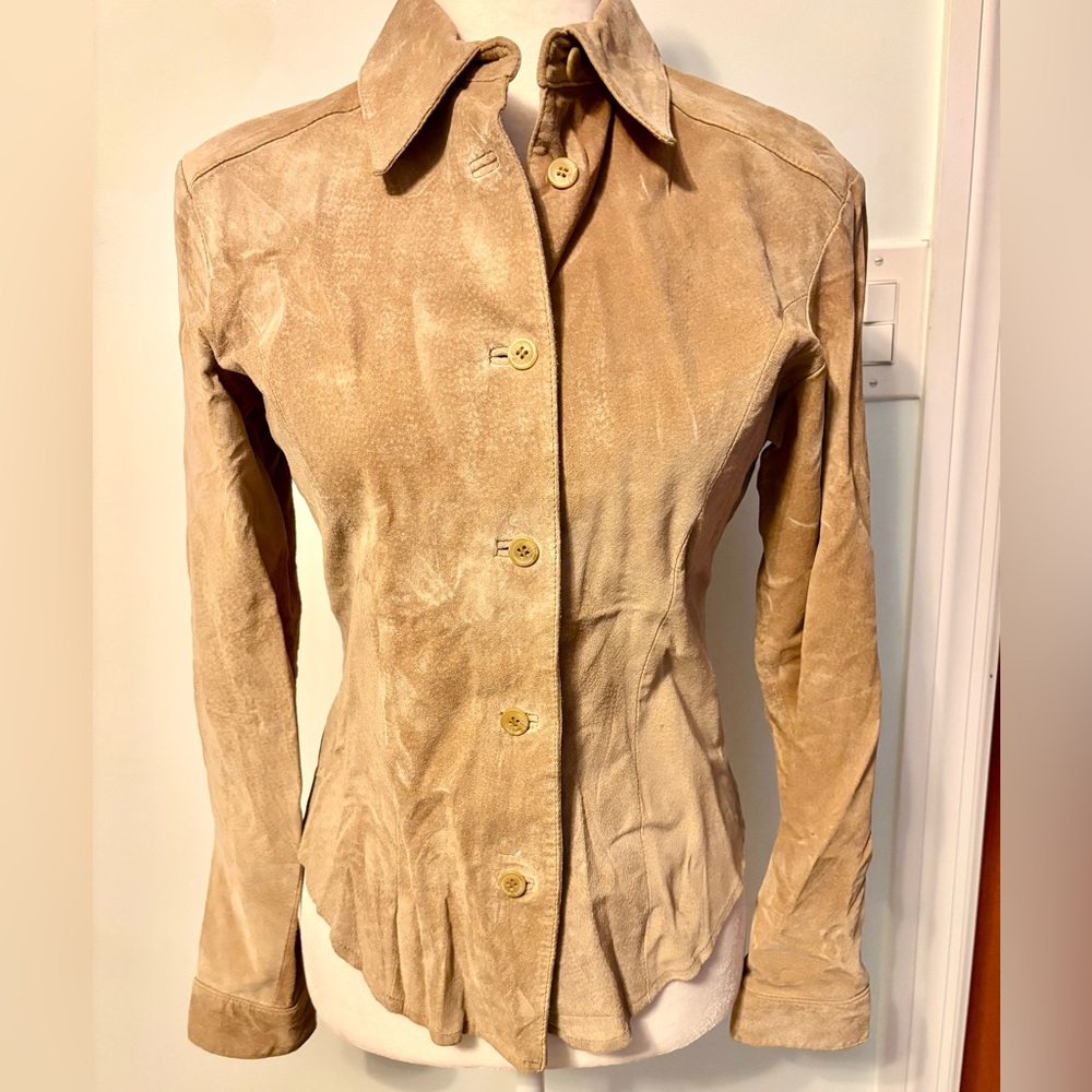 Genuine Suede Button Down Top